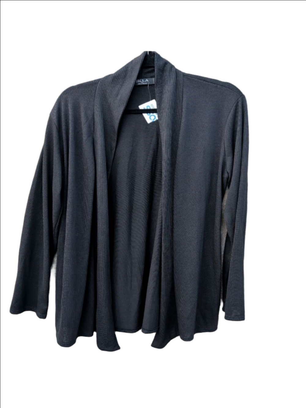 JKLA Black Cardigan Knit Sweater Lightweight Draped Open Front 1XL